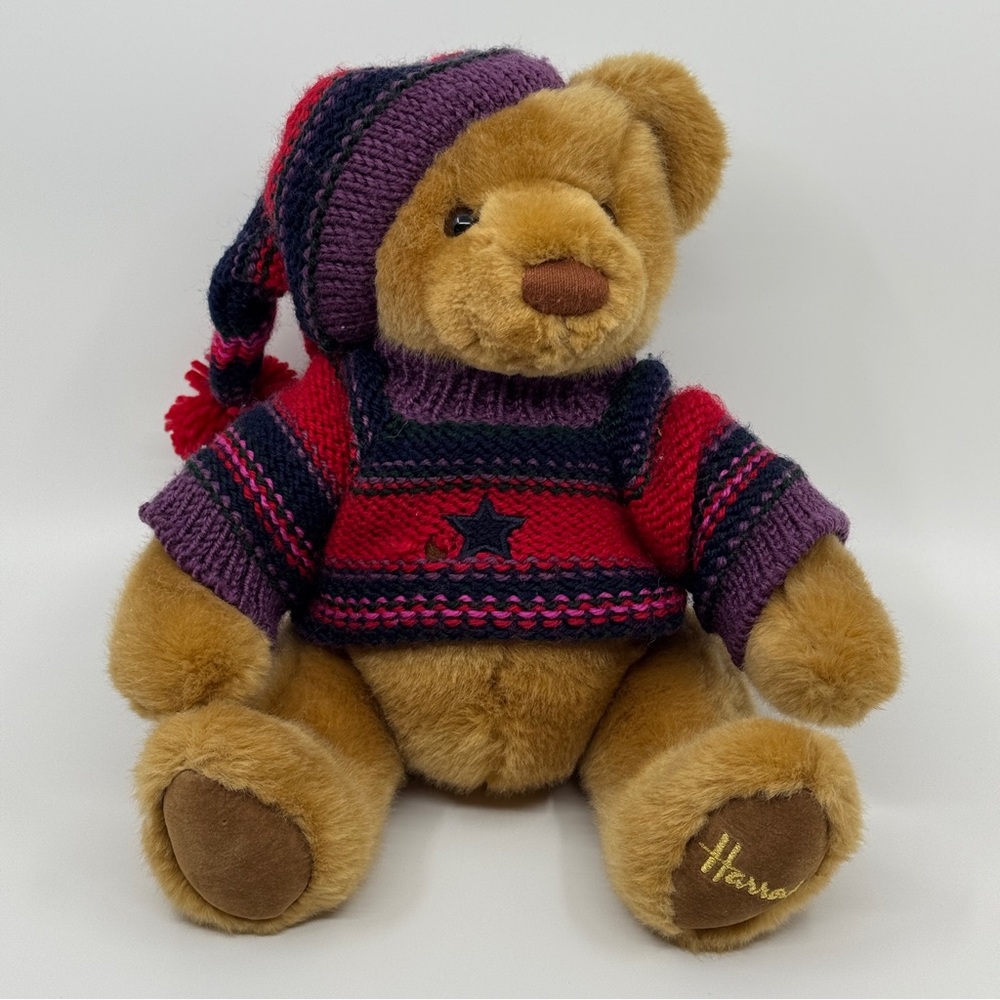 9”  Harrods Limited Edition Teddy Bear – Plush Collectible with Festive Knitwear